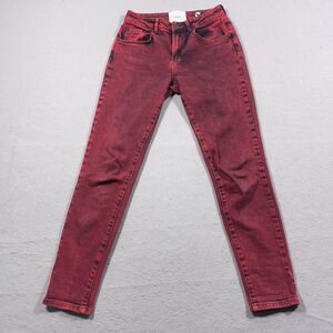 One Teaspoon Ford‎ Freebirds Jeans Women Size 27 Red Acid Wash Denim Mid Rise